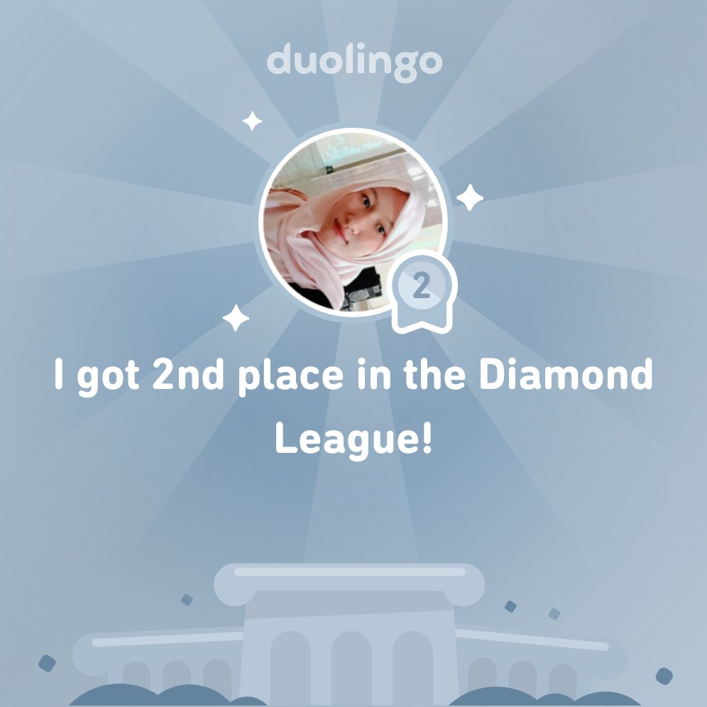 I finished 2nd place in Diamond League on @Duolingo!
