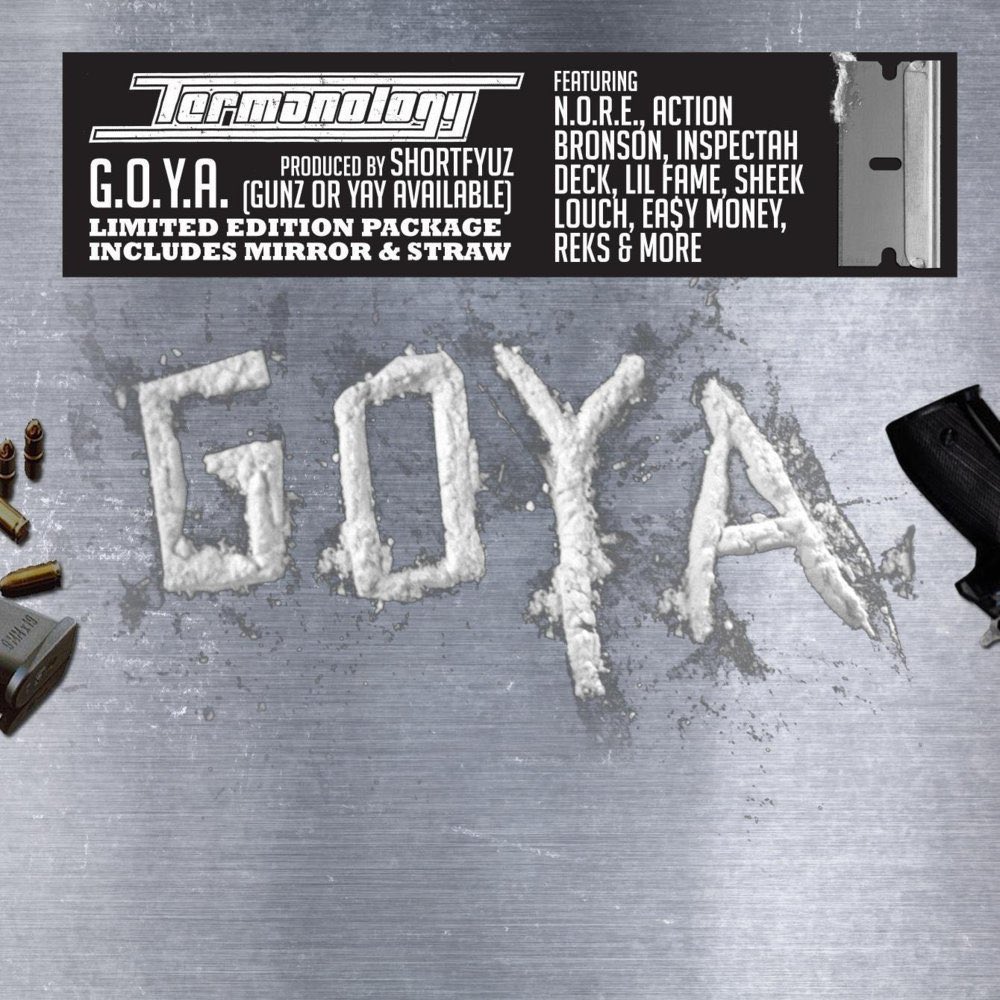 October 8, 2013 @TermanologyST released G.O.Y.A. (Gunz Or Yay Available) 

@shortfyuz handled most of the production. Additional prod @DeadeyeSTdot @TheArcitype 

Some features include @OnlyChrisRivers @noreaga @ActionBronson @INSpectahDECKWU @therealreks @SHEEKLOUCH and others