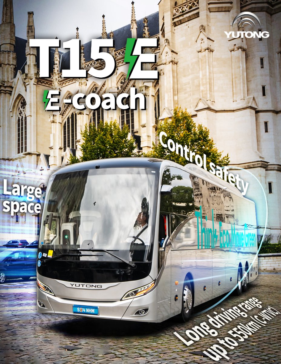 YutongGlobal's tweet photo. At the 2023 #Busworld Europe Brussels, #Yutong T15E won the Label of Excellence ECOLOGY and Label of Excellence DESIGN.
Our new 15 premium battery electric coach makes a long driving range of up to 550km (C-WTVC) possible achieved with large space and control safety.
#emobilty https://t.co/QEDzNVSo6T