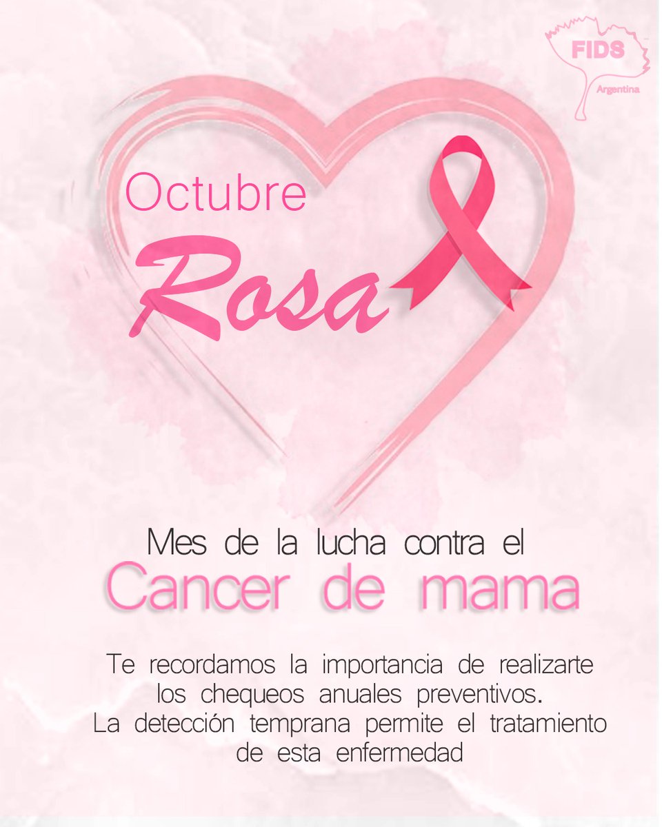 fidsargentina's tweet photo. 📍👉🏻💓 El cáncer de mama puede ser detectado tempranamente y tratado con eficacia. Por ello, es importante que se realicen los chequeos pertinentes. 
#preveniresvivir #luchacontraelcáncer #chequeomedico #chequeomamario #mesrosa https://t.co/7jYEW9rRy8