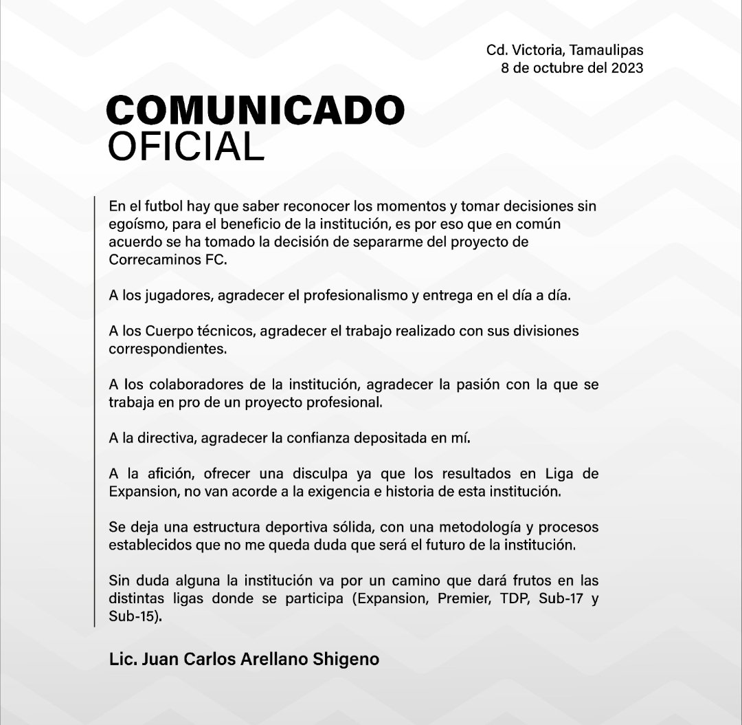Muchas gracias <a href="/CFCorrecaminos/">CF Correcaminos</a> 
Tengo la confianza que la institución va por buen camino para ser una institución sólida y estable.
PROCESOS son importantes