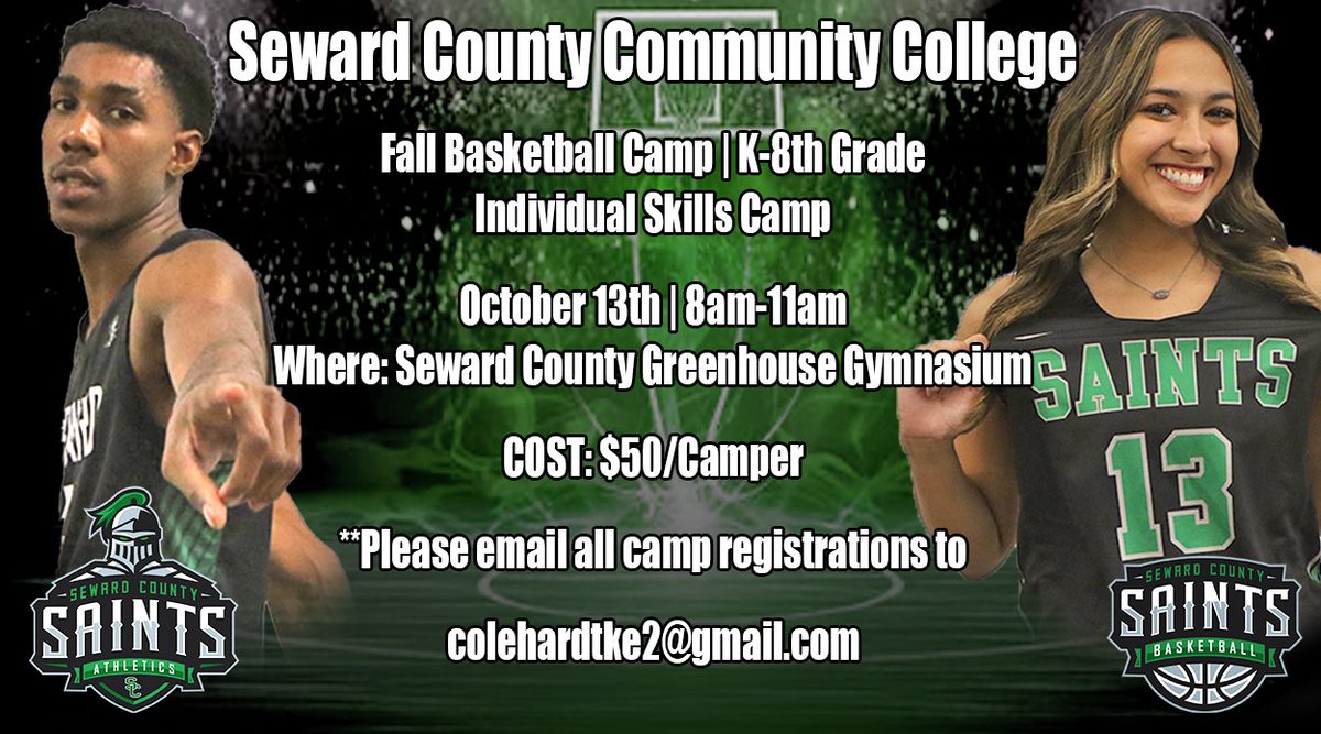 K-8th Grade Camp October 13th! Make sure you get registered! You can find the registration form on the Seward County Athletics page or by following the link below.
seward.prestosports.com/sports/mbkb/20…
#GoodToBeGreen ⚫️🟢