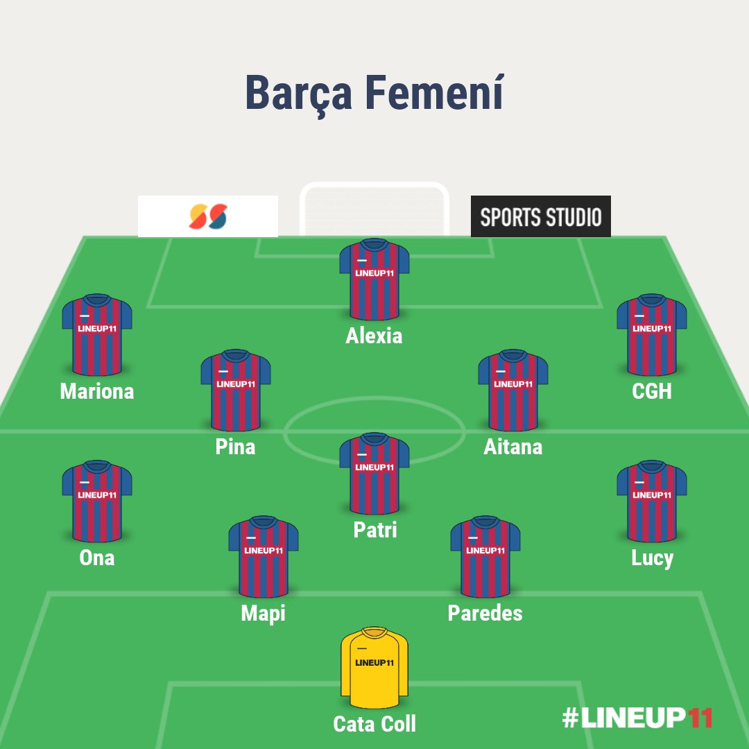 🚨ALINEACIÓN OFICIAL

Este es el XI del Barça Femení para recibir a la Real Sociedad en el Johan.

👉🏽Titularidad para Cata en el arco
👉🏽Vuelven a la titularidad Mapi y Lucy
👉🏽Alexia de un inicio en punta

¡Vamos, muchachas! 💙❤️