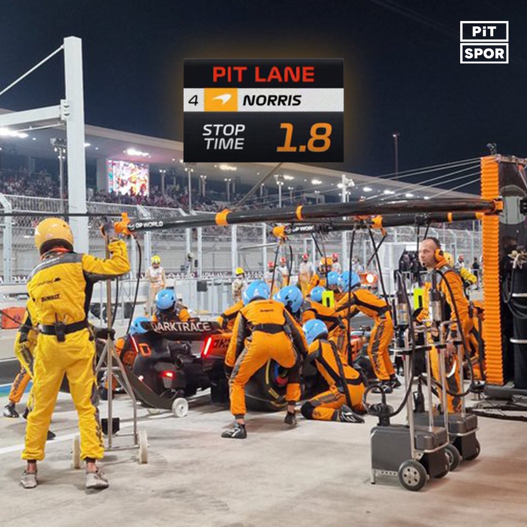 🚨 YENİ PİT-STOP REKORU! 🔥 McLaren, Katar GP'de Lando Norris'e 1.8 saniyelik hizmet vererek sezonun rekorunu kırdı. 📌 Bindelik dilimlere göre F1 tarihinin en hızlı pit-stop rekorunu kırmış olabilir...