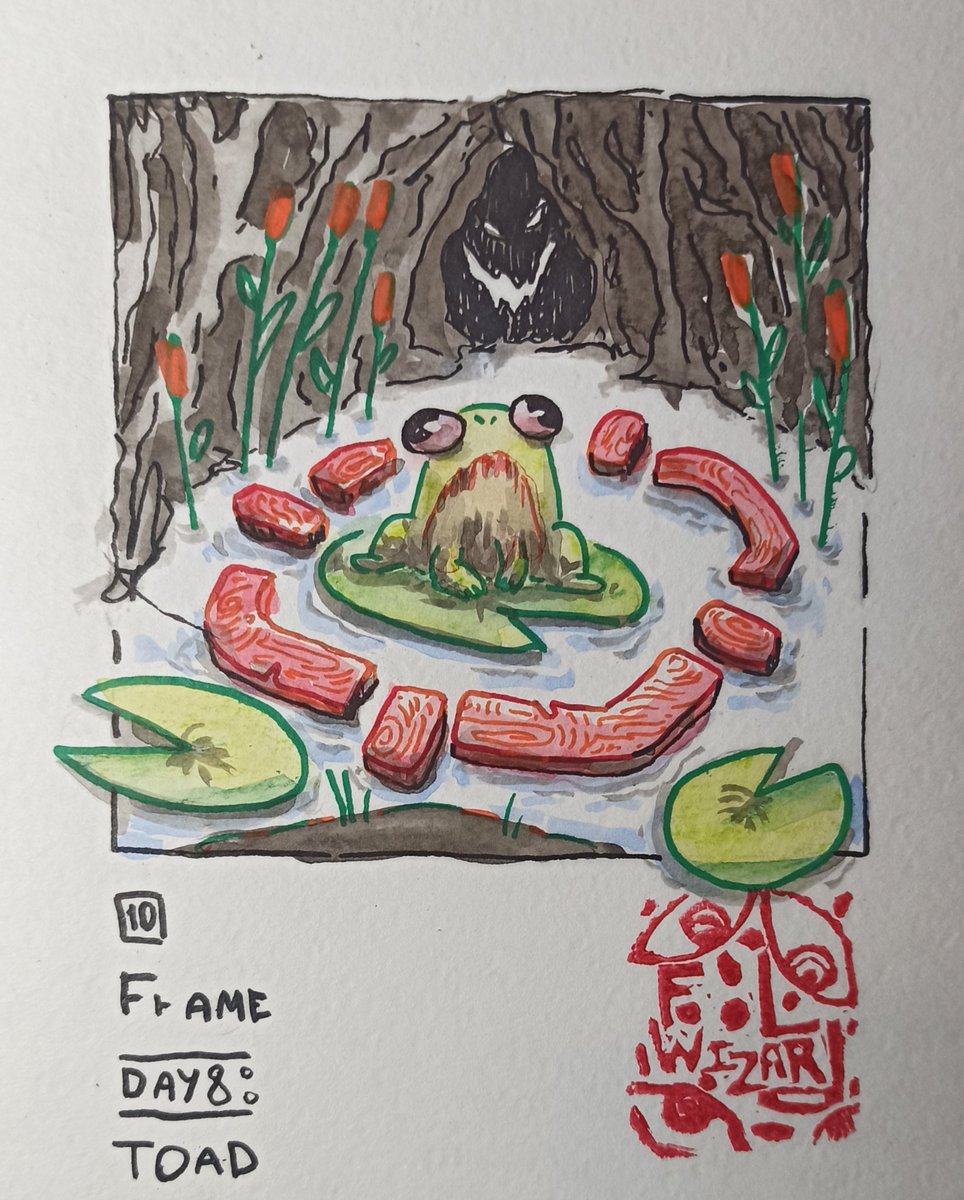 Fool_Wizard's tweet image. As if it was a toad that sat in this frame on purpose...
.
Theme 10 - Frame
Day 8 - Toad
.
.
#inktober2023 #inktober52 #inktober #Toad #frame