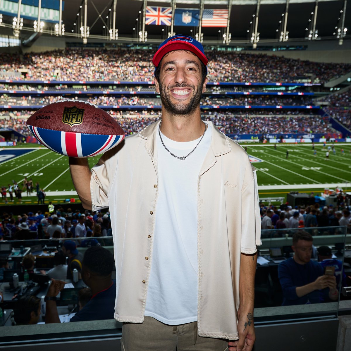 NFL's tweet photo. Bills Mafia's #1 driver 🏎️ @danielricciardo https://t.co/tsf4CuQVTk