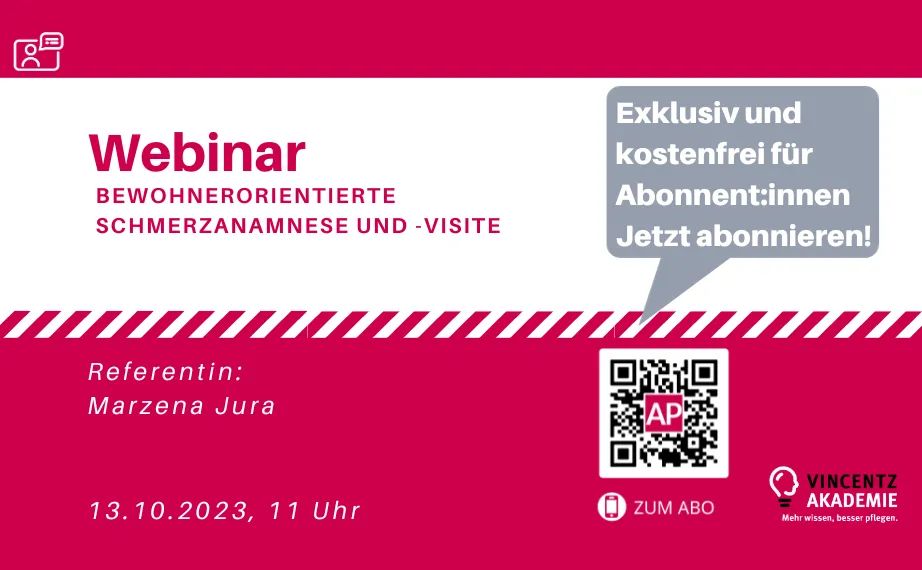Schmerzerfassung gehört in den Kompetenzbereich von Pflegefachpersonen. Doch wann sollte eine #Schmerzanamnese überhaupt stattfinden? Antworten rund ums Thema #Schmerzvisite gibt Marzena Jura im kostenfreien Altenpflege-Webinar. Schnell noch anmelden 👉  buff.ly/3PrkQqU