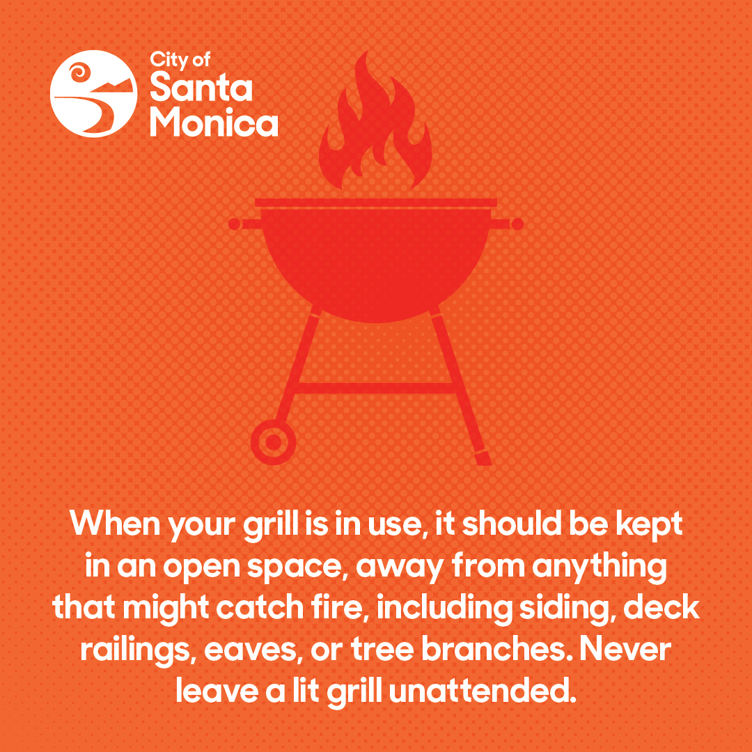 GRILL SAFETY ALERT! Always keep a fire extinguisher handy when grilling, keep children &amp; pets away, and never leave your grill unattended🔥 #GrillSafety #firepreventionweek #santamonicafire
