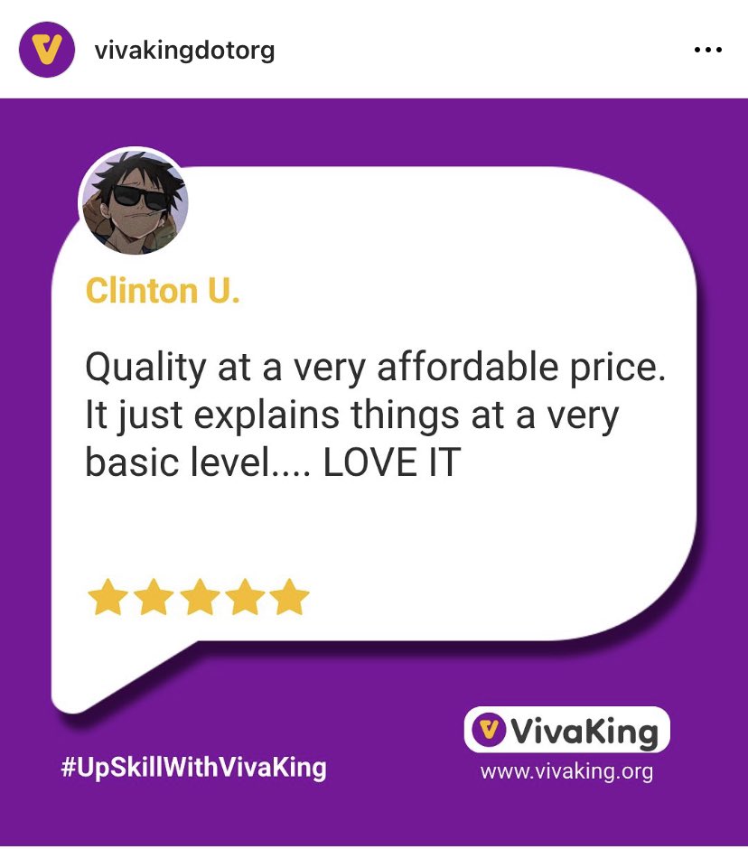 VivaKingDotOrg's tweet photo. Thanks for the review on our Web Developer Course 😊.
Sign up at the 🔗 in our Bio.
or Visit https://t.co/JYIFeJHZez

#VivaKing #VivaKingReview #OnlineCourses #WebDeveloperCourse #TechCourses https://t.co/hnP3fyx8Pk
