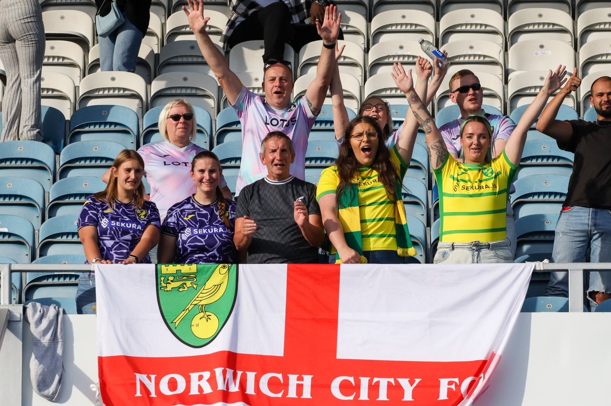 NorwichCityWFC's tweet photo. Thank you to all of our supporters who made the long journey today! 💛💚

Immense support as always 👏 https://t.co/bH3TwQ4T4R