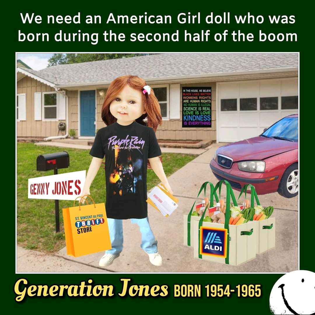 Meet the newest American Girl doll, Genny Jones! 😁

#generationjones #whoisgenerationjones #borninthe50s #borninthe60s #americandream #history #ushistory #economics #politics #culture #society #entertainment #babyboom #generationx #AmericanGirl