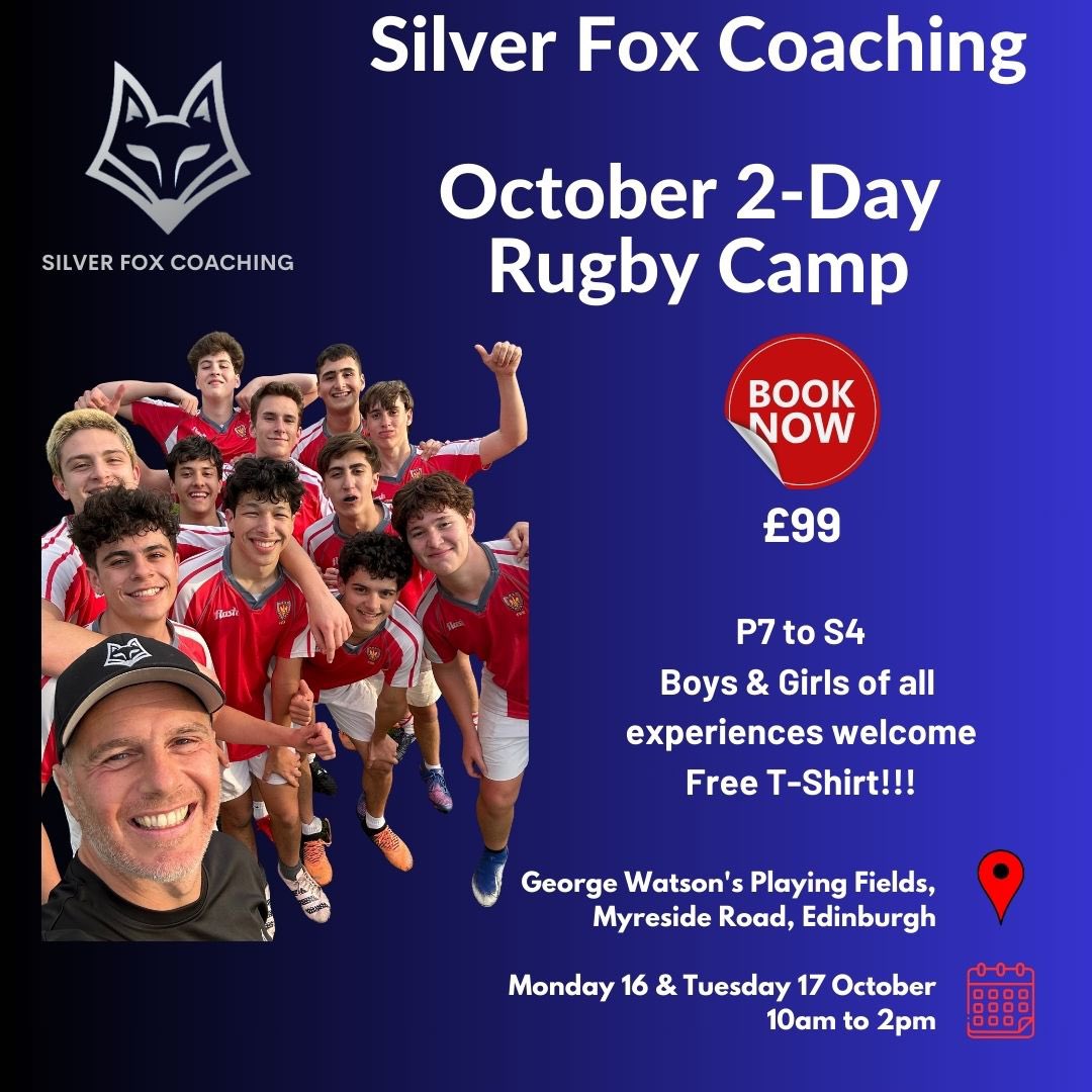 thesilverfox_co's tweet image. Spaces still available for next week 😁

Come &amp;amp; join the fun!

Special group of coaches including @lyon_gordon @N_V_Thwaits_87 @g2g_coaching 

Bookings at
silverfoxcoaching.com

#Octoberholiday #rugbycamp #Octoberbreak #Rugby