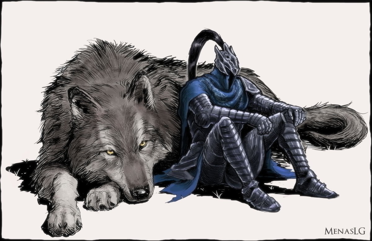 MenasLG's tweet image. a knight and his wolf