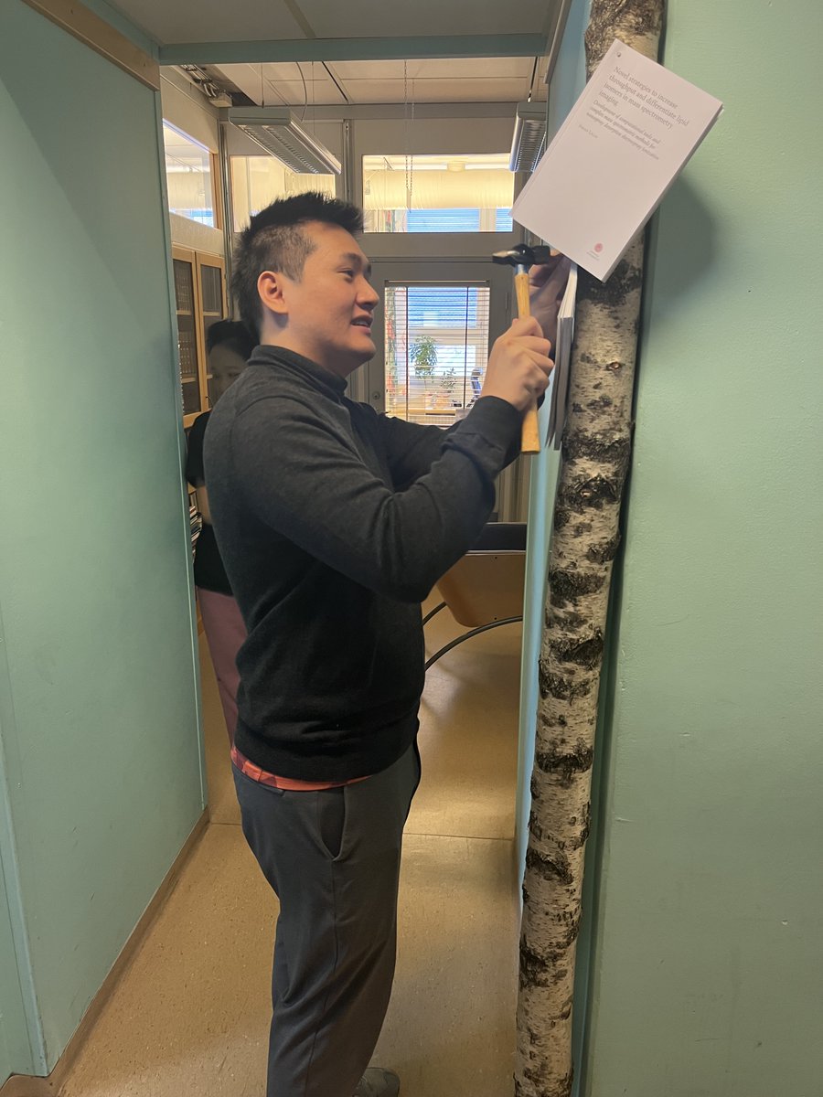 On Thursday, we had our traditional nailing of the PhD thesis at Uppsala University, 3 weeks before the dissertation. Check out his creative thesis cover. One step missing for <a href="/Weifeng_Lin13/">Weifeng Lin</a> to complete his PhD. #metabolomics #chemicalbiology #microbiome #chemoselectivity
