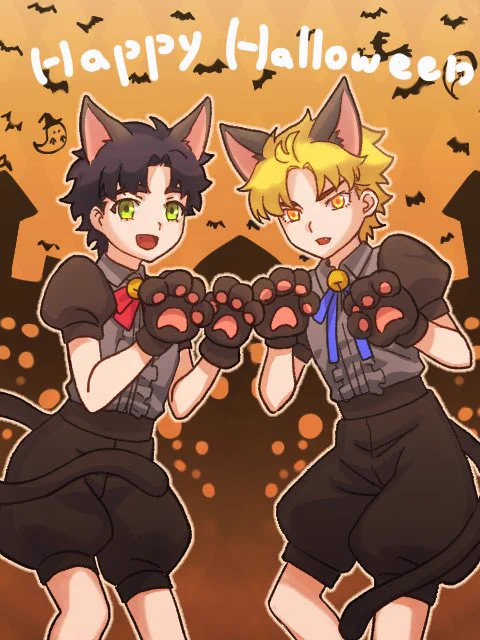 ハロウィンのショタディオジョナです 描けるタイミングがある時に描いておこうと、少し早いけどアップしておきます ちょっと動くやつと最後の一枚絵と……
