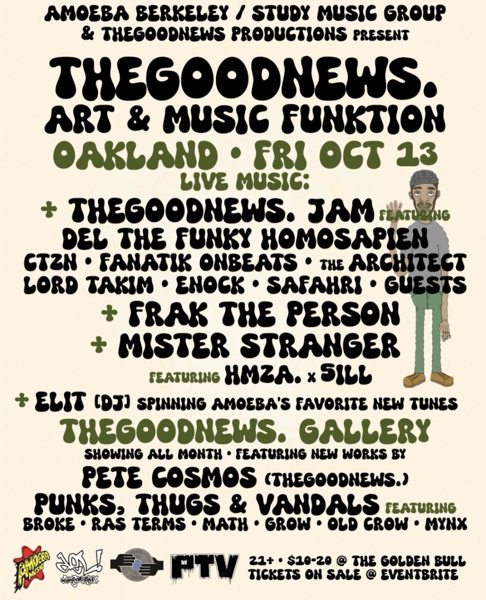 OAKLAND pull up next Friday 10/13 for the next @TheGoodNewsCrew art and music fuNktion🤘🏾 eventbrite.com/e/thegoodnews-…