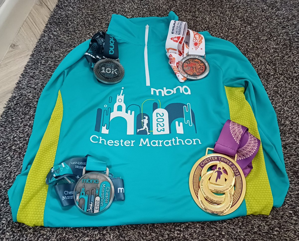 IanEdz24's tweet photo. 2023 @chestermarathon Completed this morning. This now completes the 2023 Chester Triple of 10k,Half & Full. π
π
π
Tough day but we survived to Finish. Now time to rest the old Legs.
#running #marathon #challenge #runwithasmile https://t.co/IVmgSfRTJI