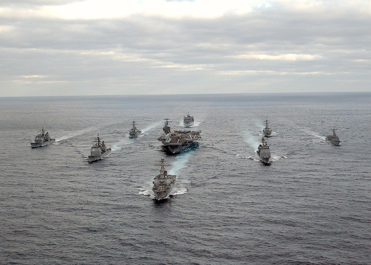 The U.S. Aircraft Carrier, USS Gerald R. Ford (CVN-78) as well as the other Ships in Carrier Strike Group 12 which includes Ticonderoga-Class Cruiser USS Normandy (CG-60), as well as Arleigh Burke-Class Destroyers USS Ramage (DDG-61), USS McFaul (DDG-74), and USS Thomas Hudner…