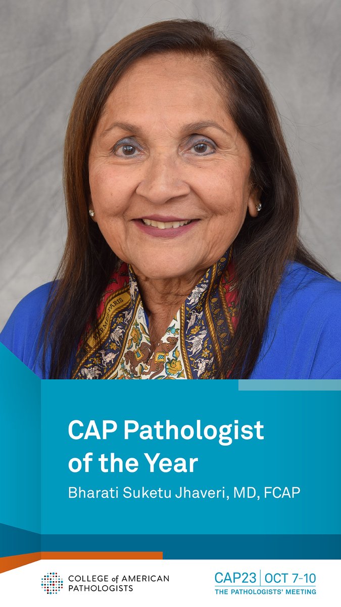 In recognition of her long and distinguished career in pathology, the CAP is proud to name Bharati Suketu Jhaveri, MD, FCAP, Pathologist of the Year! Congratulations, Dr. Jhaveri! brnw.ch/21wDjWV