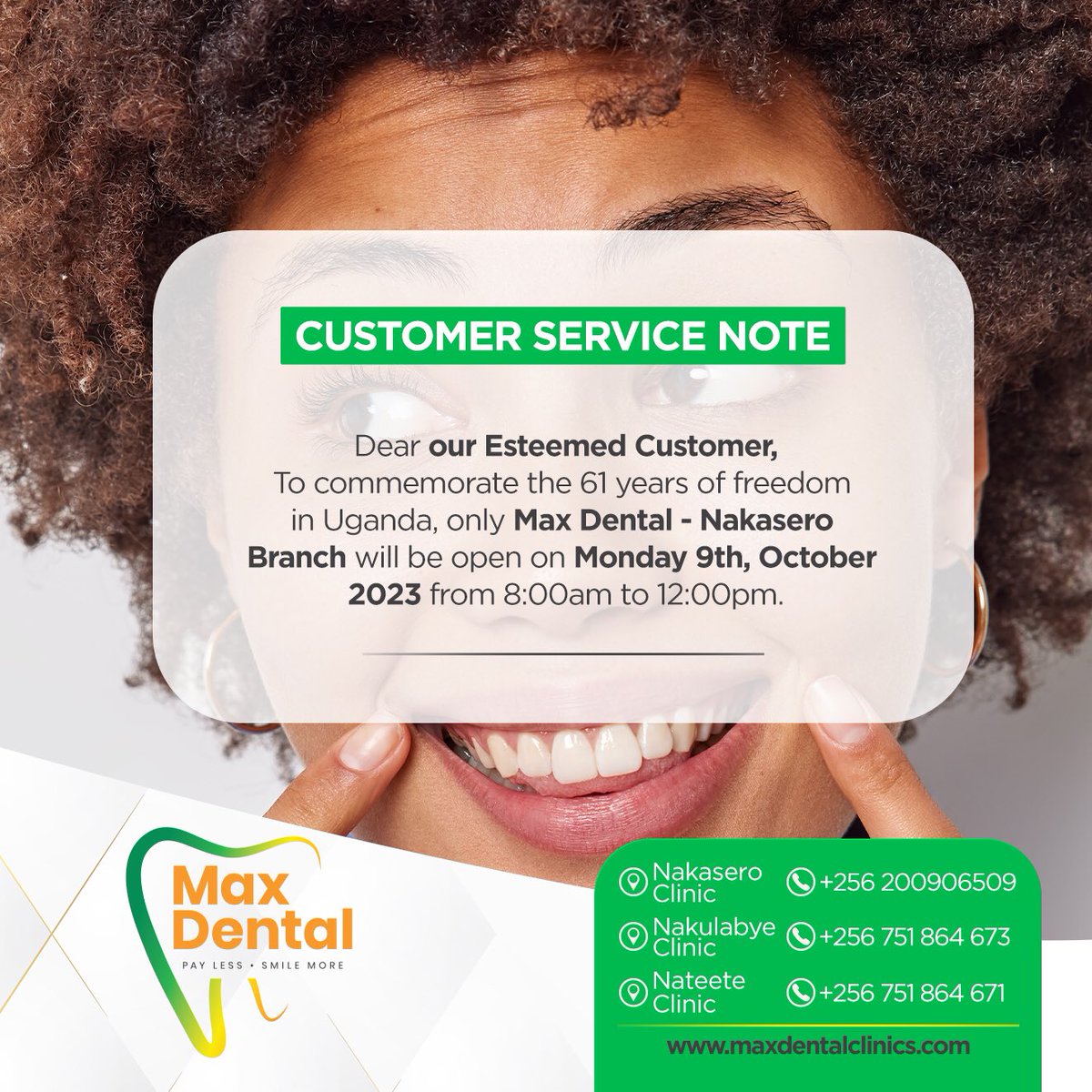 ⚠️Customer Service Notice‼️
#MaxDental #UGAt61