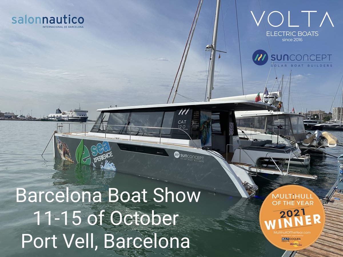 Mark your calendars 🗓️! From Oct 11-15, we'll be at the Barcelona Boat Show in Port Vell. Visit us at Stand C387 or catch the CAT 12.0 Lounge electric catamaran at Mooring A91. Don't miss out on the future of sustainable boating! 🌿⛵ #BarcelonaBoatShow #SustainableBoating