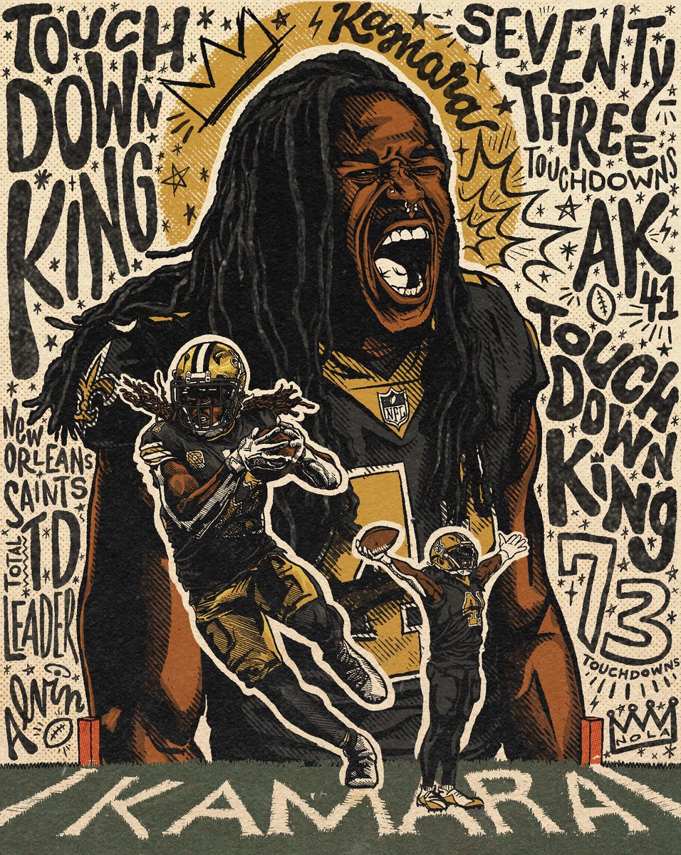 The new #Saints career TD King: 
 
𝗔𝗹𝘃𝗶𝗻 𝗞𝗮𝗺𝗮𝗿𝗮 👑
 
73 career TDS – CONGRATS AK!