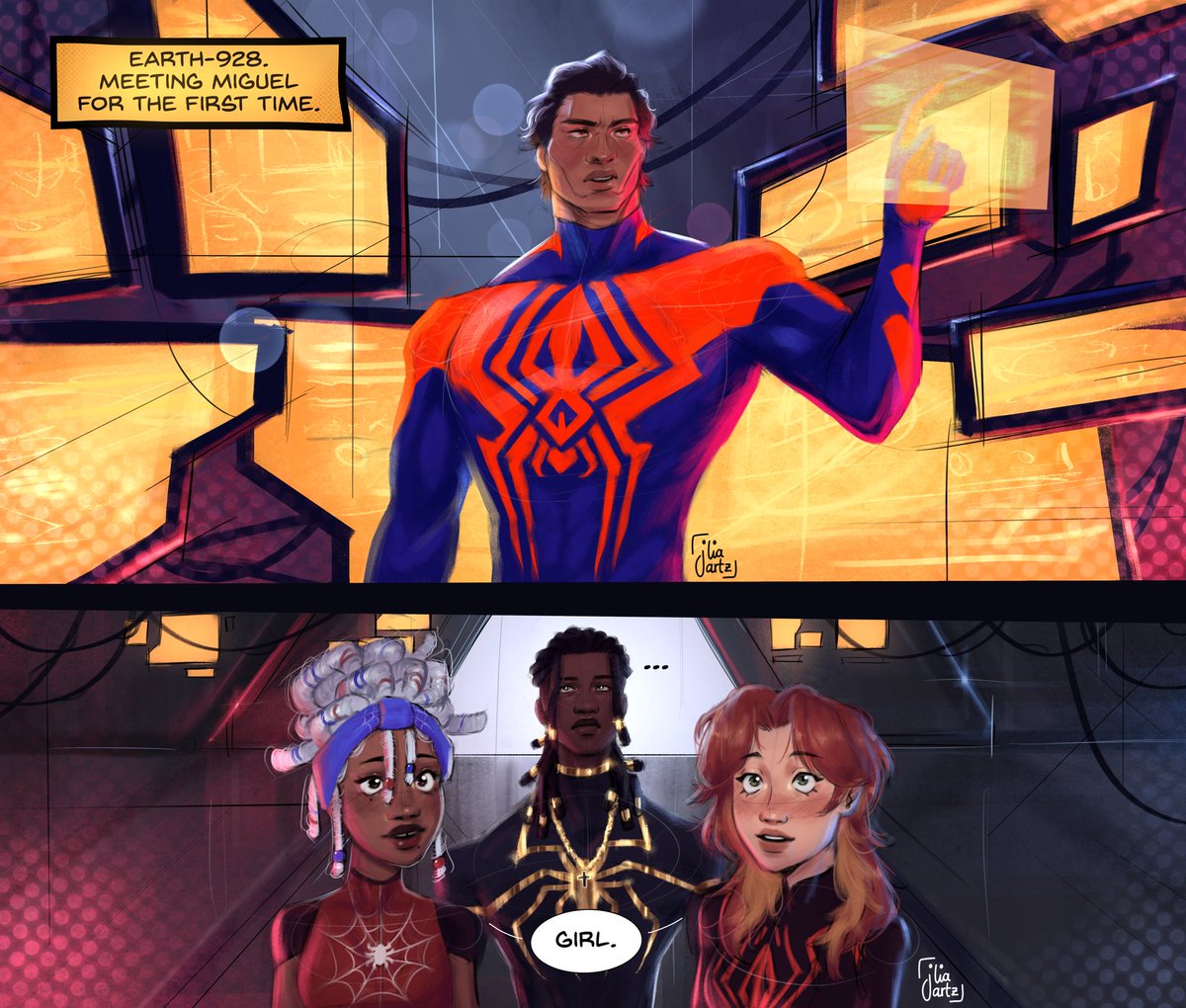 hao, wyatt and max meeting miguel for the first time🏃
<a href="/hao0047/">hao</a> 
<a href="/DallienceRNG/">DAL ✞</a> 
#art #atsv #MiguelOHara #spiderverse