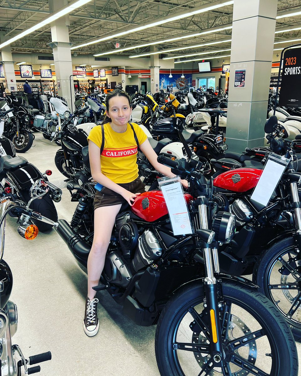 Lauren my 12 year old daughter on a Harley Davidson Nightster @ Harley Davidson Peterson South.