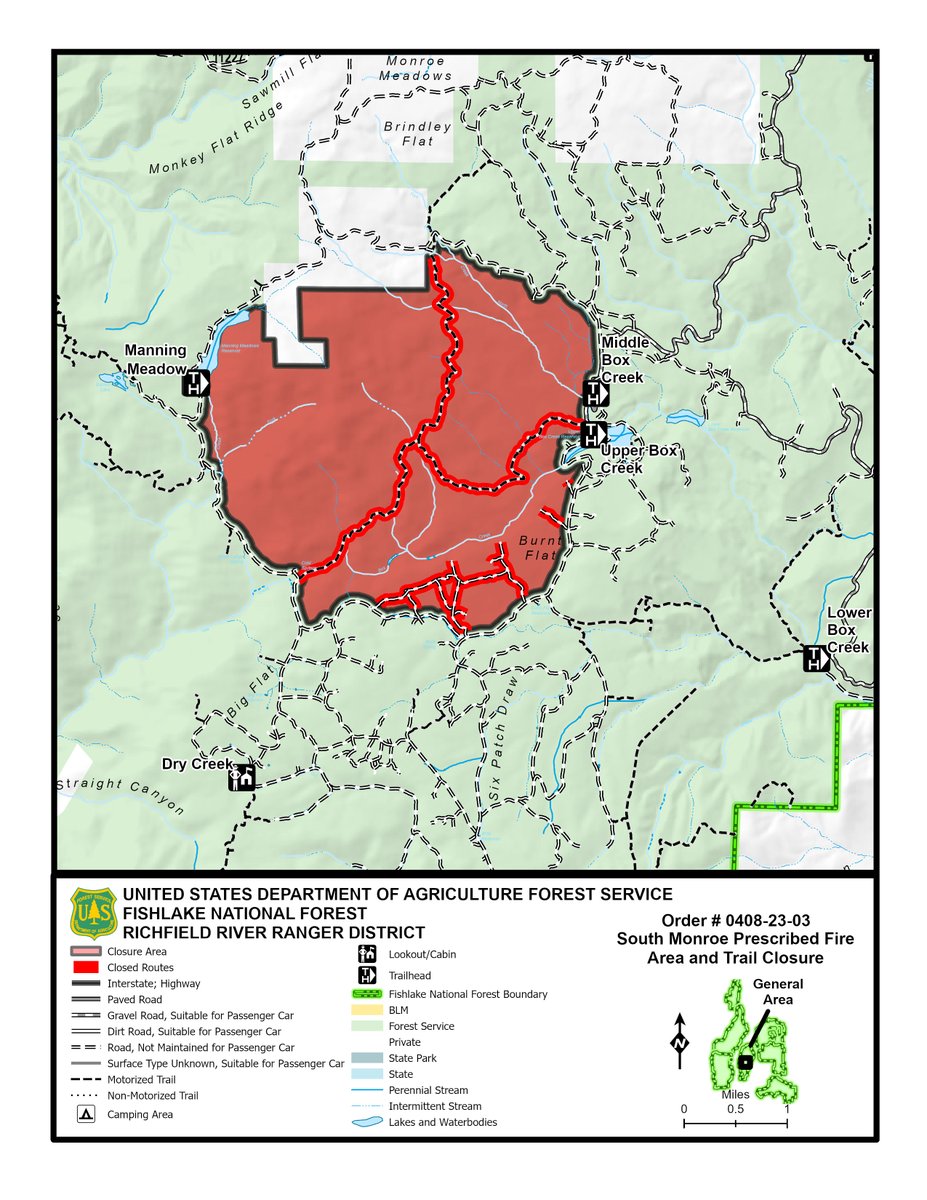 FishlakeNF's tweet photo. A temporary area closure has been put into place by the Fishlake National Forest. See the closure and map for details: https://t.co/nBacUIOPwE . @FishlakeNF will reopen the area as soon as it’s safe to do so. https://t.co/iADRiABK6g