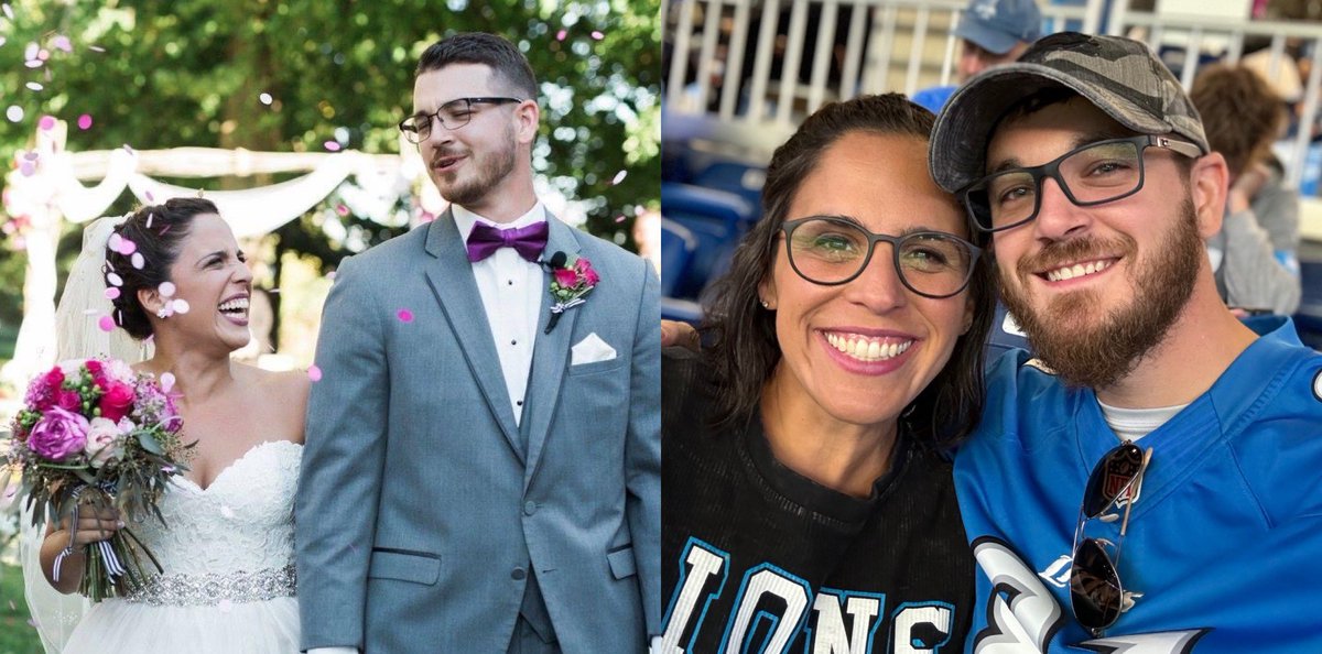SarahSwistak's tweet image. How it started vs. how it’s going.  Celebrating 7 years of wedded bliss with this fella…and several thousand of our closest friends. #Lions #OnePride Whaddya say @DanCampbellGOAT - Can I get a fist bump? 🥺🤞🏻