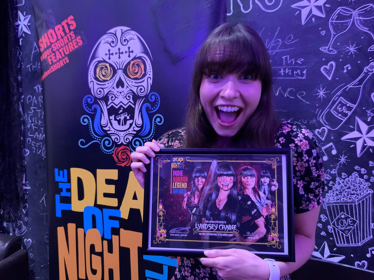 LyndseyCraine's tweet photo. Thank you so much to @deadofnightff for my award!! So shocked and it means so much! The award made by the incredibly talented @Ilanimator Uncle Frank Productions! Feel very honoured! https://t.co/UmQC0L69bc