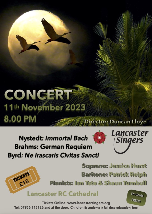 LancasterSinger's tweet photo. Concert coming up this November!!! Don't miss it!!
We will perform Brahms' German Requiem with the wonderful @Jessicahurstsop  and @patrickrelph 
Tickets at https://t.co/RIPFfS2qGI https://t.co/6Gn3pPLsre