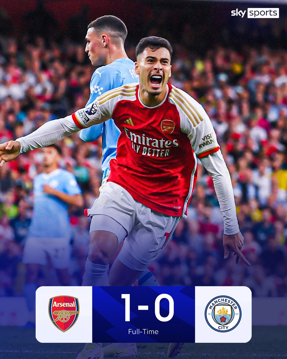SkySportsPL's tweet image. Gabriel Martinelli's late deflected strike give Arsenal the win over Man City! 🔴