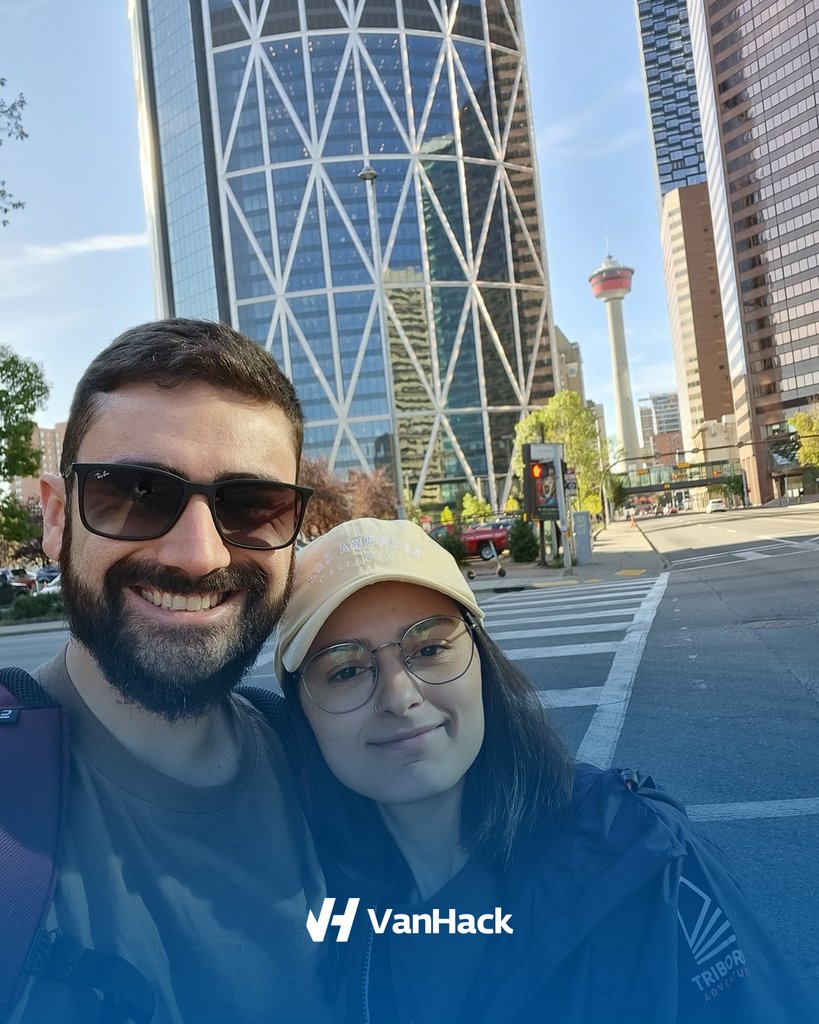 GoVanHack's tweet photo. ☀️ Calgary, Canada: Where sunshine shines 333 days a year is now even brighter!

Welcome Lucas da Costa and his wife, Pamella, from Brazil!!!

Lucas is a Full-Stack Developer working for one of our great hiring partners in Calgary. We can't be prouder.

#VanHack #WeHackTogether https://t.co/eu7hTzeLBL