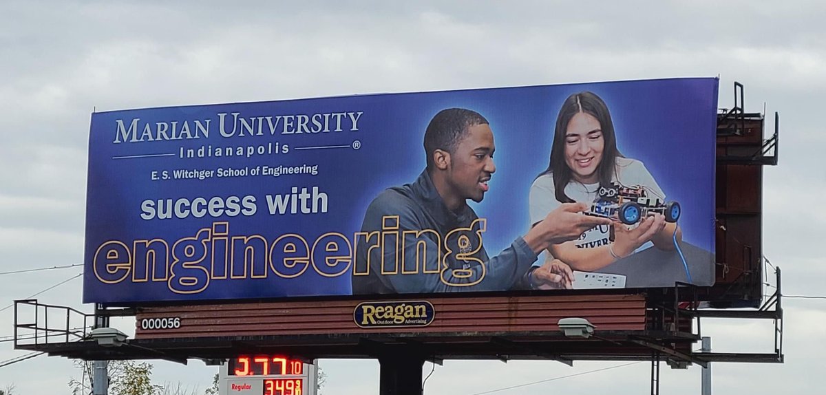 If you happen to be driving around Indy and see this handsome fella on a billboard, that’s our senior Adarius Reese on 62nd &amp; Binford. 

Representing Marian Bowling, Marian University and the E.S. Witchger School of Engineering proud! #Knights #MUBowling