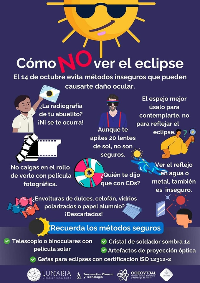 Por eso vengan a la explanada de la UAN para verlo de forma segura :) 
#EclipseEnMéxico #Tepic #Nayarit