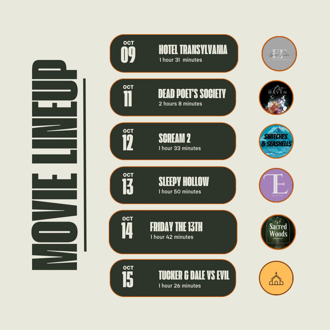 🕸️Ｆａｌｌ Ｆｌｉｃｋｓ Ｗｅｅｋ ３👻

Join us this week for another host of dope and spooky movies! 

See you there! 🍿🥤

@sacred_woods <a href="/pethaven_finD/">Pet Haven</a> <a href="/SwitchShellsDC/">Switches & Seashells</a> <a href="/FemdomChurch/">Femdomchurch</a> @EliteFemdomDC