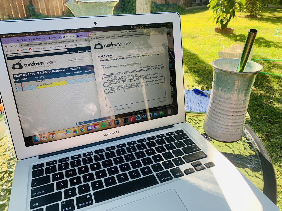 kataleci's tweet photo. Working on my #MCJ124 unedited VO and script 🤪 I’m realizing how important it is to not only capture interesting content during those 40 seconds, but also do your research so you know what to chat about in the final Voice Over 🎥  @FSMCJDept @peacekim #journalism @rundowncreator https://t.co/xA5ZqGC9Ql