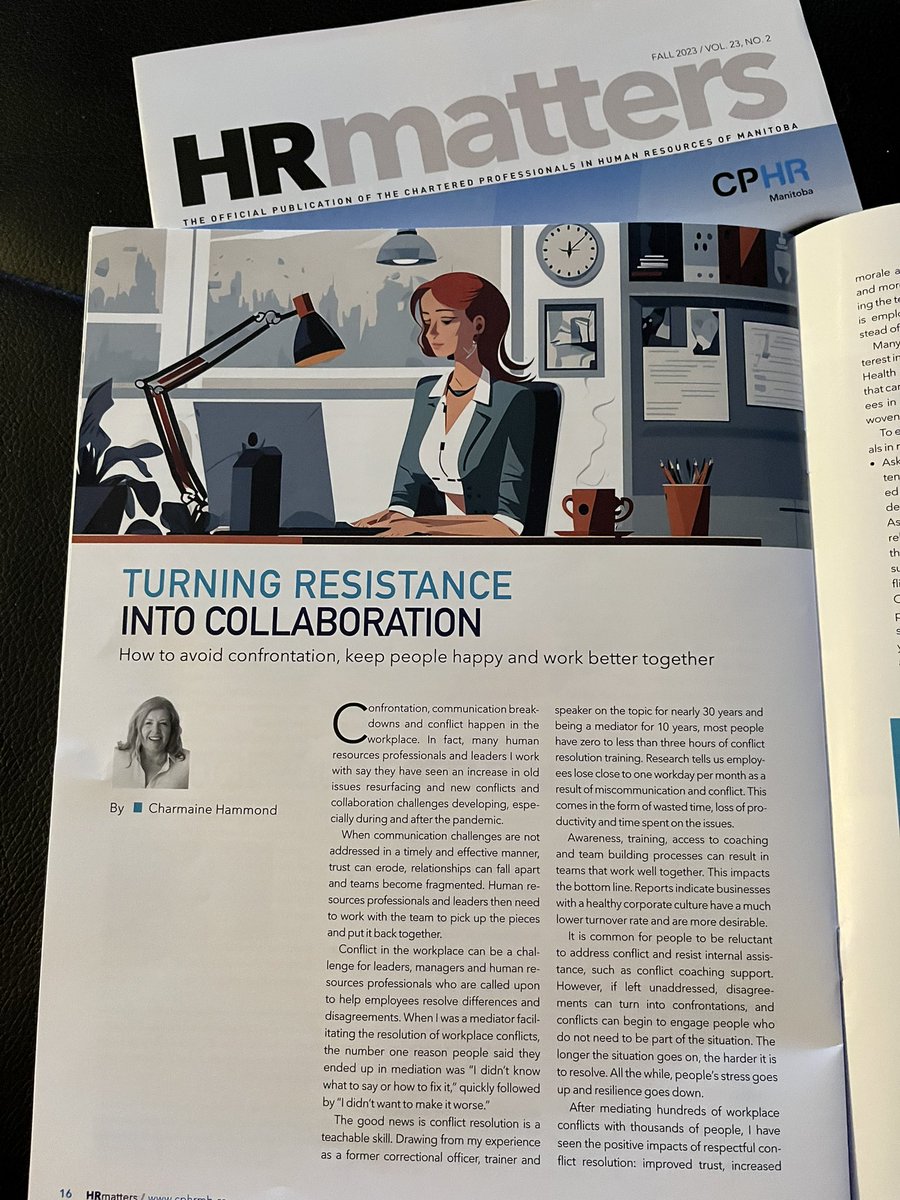 hammondgroupbiz's tweet photo. Thank you @CPHRMB for featuring my article about #difficultconversations &amp; #ConflictResolution in your magazine. Look forward to speaking at your conference this month 
@SBCspeakers https://t.co/JUofzS6xmr