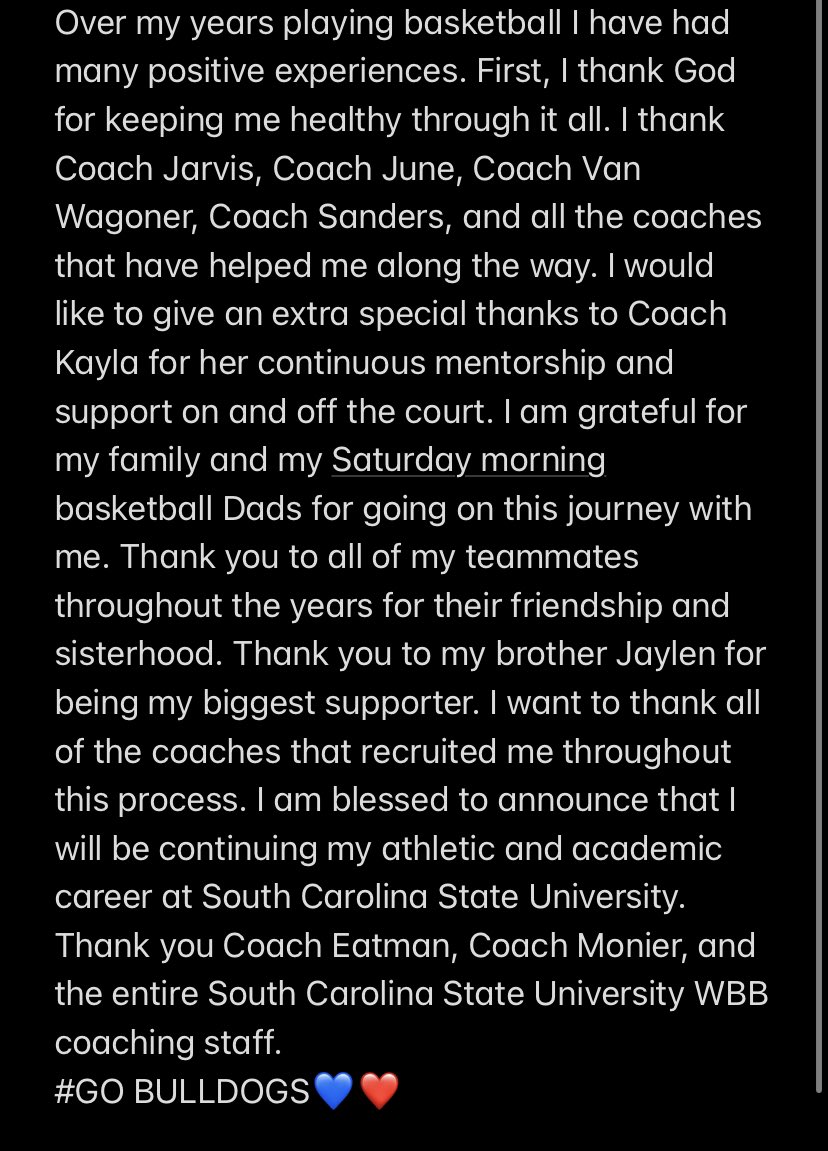 100% Committed <a href="/_CoachKayla/">Kayla Bridges</a> <a href="/scstate_wbb/">South Carolina State Women’s Basketball</a> <a href="/1NationEliteGBB/">1Nation Elite - IE</a>