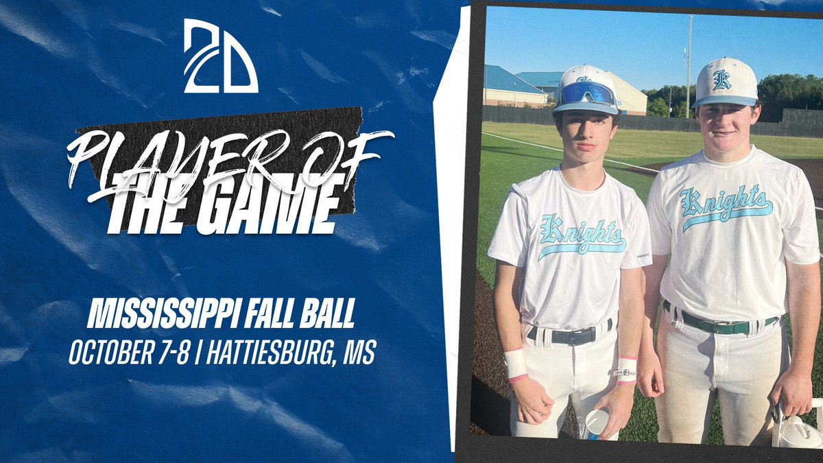 2DsportsbsbPOG's tweet photo. ⭐️PLAYER OF THE GAME⭐️
Brandon Blanchard: 2-3, 2B, 3B, 2RBI
Rocco Centalano: 2-3, 2B, RBI
Fall Team: @knightknation4L
#MSFallBall https://t.co/aLwrqlYuDN