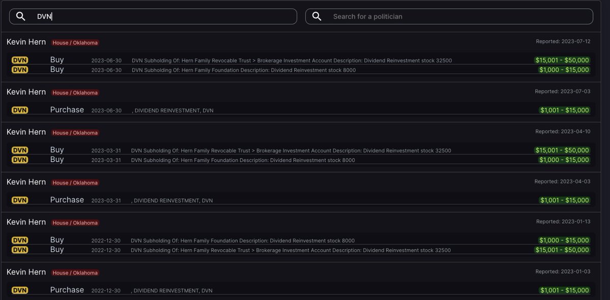 unusual_whales's tweet image. BREAKING: Congress has been buying war stocks.

Many bought defense company $GD, General Dynamics.

Numerous Republicans bought heavy into oil + energy companies, with buys in $XOM, $DVN, $CVX.

Democrats bought cybersecurity like $FTNT.

These companies lobby Congress heavily.