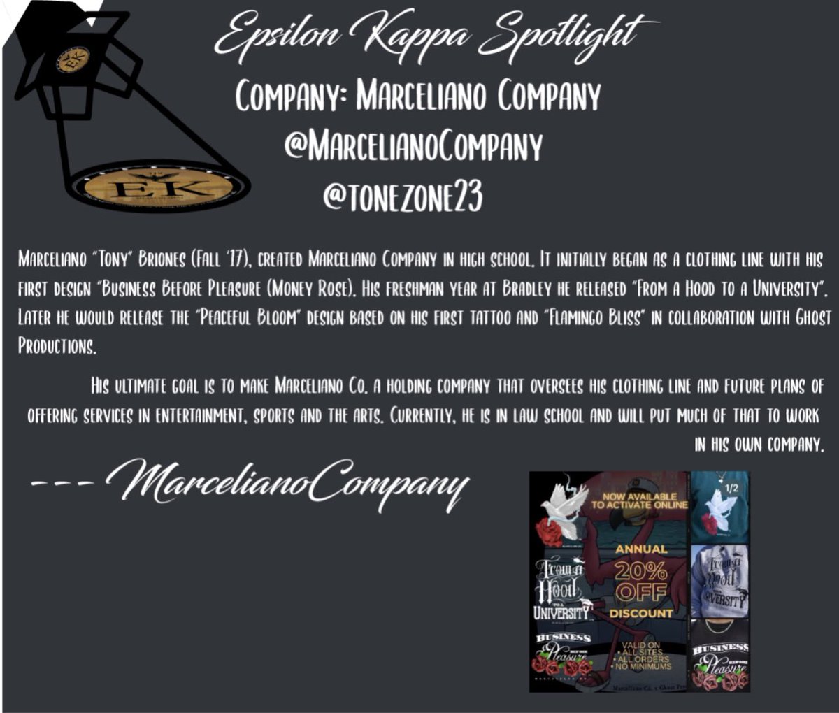 BradleyAlphas's tweet photo. 🌟 Spotlight on Bro Marceliano “Tony” Briones (FA '17 Initiate)! ✨ From high school to law school, Tony's journey with Marceliano Company has been a creative evolution, and he's not stopping there. 🚀 #EKcellenceSpotlight  #EntrepreneurialJourney https://t.co/uKtJQSoOTE