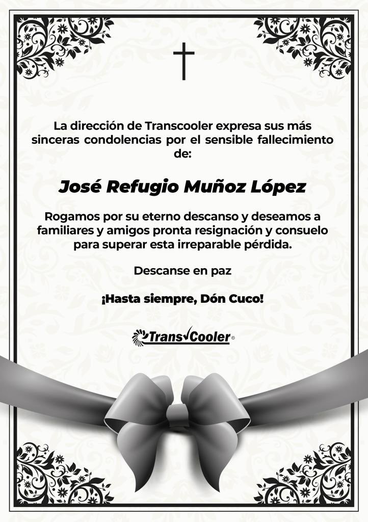 Transcooler's tweet image. Lamentamos  el sensible fallecimiento de nuestro gran amigo Don Cuco Muñoz, deseamos una pronta resignación a su familia. 
QEPD.