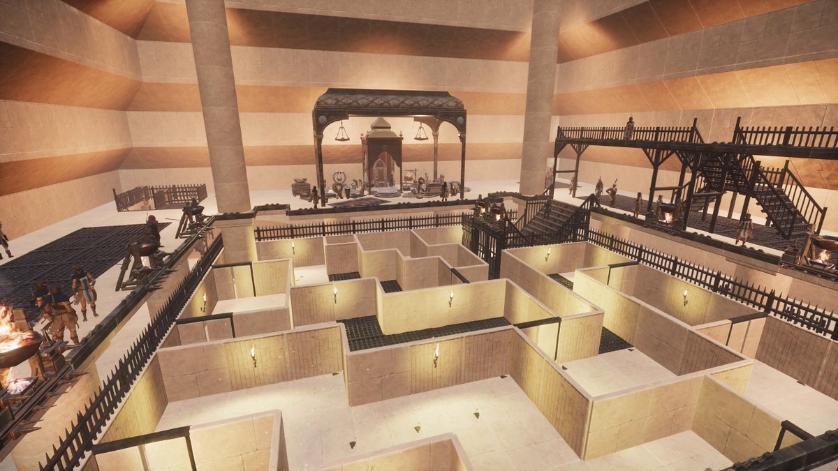 blinkblinkgames's tweet image. Pyramid Purge Base--fully operational &amp;amp; handling lvl X purge! 

Treasure room in back, single entrance in front--those Stygian fools run our maze of doom, pelted by archers, bombarded by siege cauldrons, trying to break each door &quot;lock&quot;

#AgeofWar #FuncomCreators @ConanExiles