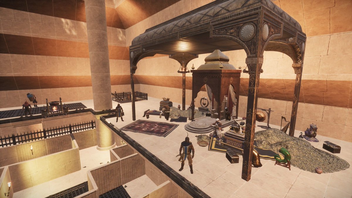 blinkblinkgames's tweet image. Pyramid Purge Base--fully operational &amp;amp; handling lvl X purge! 

Treasure room in back, single entrance in front--those Stygian fools run our maze of doom, pelted by archers, bombarded by siege cauldrons, trying to break each door &quot;lock&quot;

#AgeofWar #FuncomCreators @ConanExiles