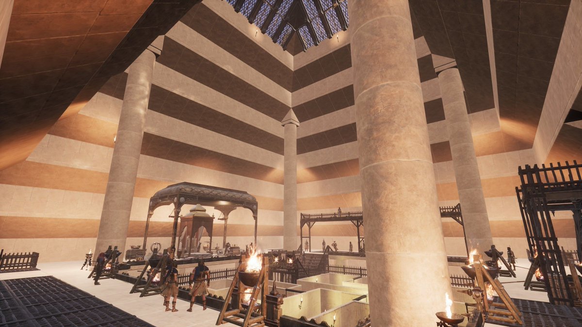 blinkblinkgames's tweet image. Pyramid Purge Base--fully operational &amp;amp; handling lvl X purge! 

Treasure room in back, single entrance in front--those Stygian fools run our maze of doom, pelted by archers, bombarded by siege cauldrons, trying to break each door &quot;lock&quot;

#AgeofWar #FuncomCreators @ConanExiles