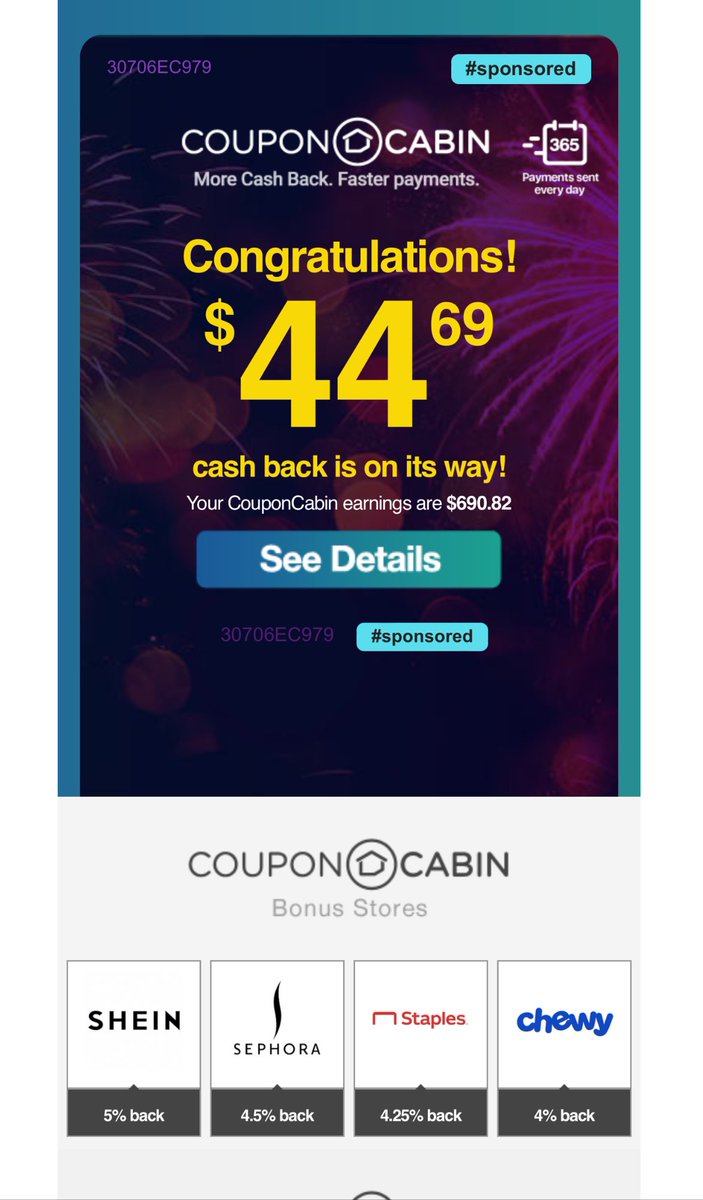 pnutbuttrnjille's tweet photo. Love earning #cash back while I shop. Don’t shop without @CouponCabin if you are shopping online! https://t.co/i972Foq4Wu