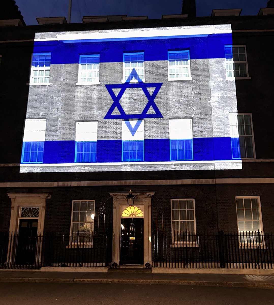 The Prime Minister Rishi Sunak has illuminated Downing Street with the Israeli flag in a show of solidarity with Israel.