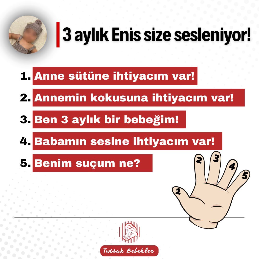 TutsakBebekler's tweet photo. Zalimler zulümlerine bir yenisini daha ekledi. Yine bir bebek annesinden koparıldı. Zarif ve Sümeyye Tercanlıoğlu çifti dün tutuklanarak cezaevine gönderildi. 3 aylık Enes ise teyzeye emanet edildi. Anne baba tutukluluk zulümdür.!

ÜçAylıkBebek AnnesizKalmasın
@ferhatttunc https://t.co/c6i7Vp9KLT